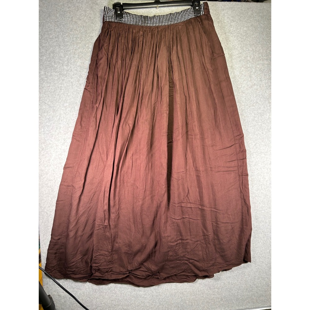 Miss Charm Paris Brown Rhinestone Waist Maxi Skirt Flowy Embellished Evening XL